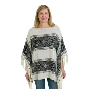 Ralph Lauren Fringed Aztec Southwestern Sweater Poncho